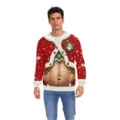 Funny 3D printed ugly Christmas sweater for men, hilarious belly graphic novelty crewneck pullover top. - S / Tops / Funny Faux Belly Pattern (CN012-1064)