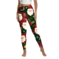 Women Christmas digital printed leggings high waist skinny yoga pants main view display. - S / Bottoms / Green Reindeer Style (XG013-1134)