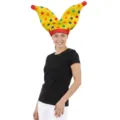 Colorful polka dot jester hat funny clown headwear for Halloween party costume stage performance - One Size / Yellow Polka Dot Large Style (PD-1166)
