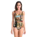 Vintage magic poster print one piece swimsuit for women slim fit sexy beach swimwear vacation - Vintage Magic Poster Print (B126-382)