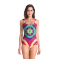 Colorful tie-dye one-piece swimsuit for women, sexy slim beach swimwear for vacation and hot springs. - Colorful Tie-dye Print (B126-385)