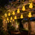 Solar LED gourd string lights, warm yellow glowing lantern decor for outdoor garden, patio, and camping. - Solar Basic Style / 7m 50 LEDs