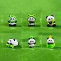 Cute panda frog miniature figurines set for micro landscape DIY desktop decor and car ornaments. - Single Pack (6 Styles Random) / Panda Paradise