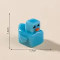 Blue blocky duck miniature figurine, cute resin micro landscape DIY accessory and desktop decor. - Blue