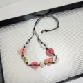 Schattige dopamine knopen gevlochten ketting detail met roze hartjes en sterren voor dames. - Rood Geweven Halsketting (Z-2680)