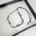 Schattig dopamine lichtblauw knopen gevlochten ketting detail, veelzijdige zoete sleutelbeenketting - Lichtblauw Geweven Halsketting (Z-2679)