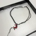 Dark gothic red crescent moon beaded double-layer necklace sweet cool clavicle chain - Necklace (Z-2521)