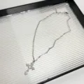 Zilveren Strass Kruis Hanger Halsketting Donkere Stijl Sleutelbeen Keten Sieraden - Kruis Stijl (Z-2479) / Wit