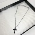 Donkere Gotische Strass Kruis Hanger Ketting Voor Vrouwen Trendy Zwarte Sleutelbeen Kette - Kruis Stijl (Z-2480) / Zwart