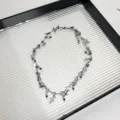 Donkere gotische strass kruis hanger ketting choker zoet cool gelaagde sieraden - Strass Stijl (Z-2478) / Grijs
