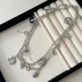 Catena da cintura collana argento retro multi-elemento con ciondoli sole luna cristallo. - Stile Argento (Z-2249)