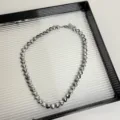 Minimalistische antracietkleurige hartjes kralen ketting elegante dames sieraden - Zilveren Hart (Z-2468)