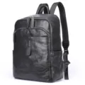Zwarte echt lederen rugzak voor heren, stijlvolle business casual reizen computer tas variant. - Zwart