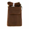 Vintage crazy horse lederen schoudertas voor heren, bruine casual messenger tas mooi. - Verticaal Klein / koffiekleur