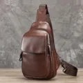 Herren Echtleder Brusttasche braune Umhängetasche stylische Leder Sling Bag für Herren - Roter Kaffee