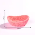 Mini pink plastic woven basket ornament, DIY micro-landscape accessory, 4.5x1.7cm size. - Red Basket