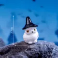 Halloween mini figura búho blanco sombrero bruja resina micro paisaje decoración 2.7cm - Búho Blanco de Pie