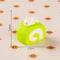 Miniatuur hars groene rolcake met schattig wit konijn ornament micro landschap knutselen - 12# Matcha-rol