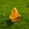 Miniature simulation woven basket micro landscape decor yellow ornament 3.8x3.5cm - Brown Small Bamboo Basket