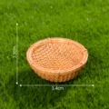 Miniature Rattan Woven Basket Simulation Bamboo Crate Micro Landscape DIY Craft Ornament - Brown Large Round Basket