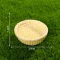 Miniature Simulation Woven Bamboo Basket Micro Landscape DIY Craft Dollhouse Decoration - Yellow Large Round Basket