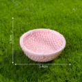 Miniature pink woven basket micro landscape DIY decorative resin ornament 3.4x1.3cm - Pink Large Round Basket