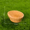 Miniature rattan woven basket mini bamboo crate for micro landscape DIY decoration and camping setup. - Brown Round Bamboo Crate