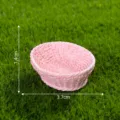 Miniature pink simulation rattan basket micro landscape DIY camping decoration prop model. - Pink Round Bamboo Crate