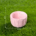 Miniature pink woven basket micro landscape DIY simulation decoration 3.3cm size. - Pink Medium Bamboo Crate