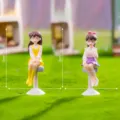 Joli ensemble de figurines de petites filles pour micro-paysage DIY et décoration auto. - Paire de meilleures amies jaune et violet