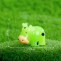 Cute green mini cow miniature figurine for DIY micro landscape garden decoration accessory. - No. 6 Green