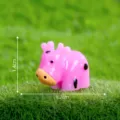Mini pink resin cow figurine miniature landscape gardening DIY craft cute desktop ornament 1.7cm - No. 10 Rose Pink