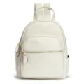 Dames echt lederen rugzak in gebroken wit, zacht rundleer casual daypack met gouden ritsen. - Wit