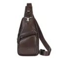 Heren borsttas van echt leer, stijlvolle bruine casual crossbody tas voor dagelijks gebruik. - koffiekleur