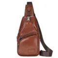 Bruine borsttas van echt leer voor heren, stijlvolle casual crossbody tas met vakken. - Roodbruin