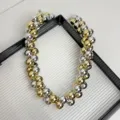 Ausgefallene zweifarbige Metall Kugel Trauben Halskette Damen Statement Schmuck Stil. - Gold Silber Perlenstil (Z-2062) / Gold und Silber