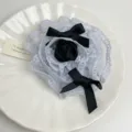 Broche fleur de rose en dentelle française pince à cheveux double usage élégant nœud noir dentelle - Bleu