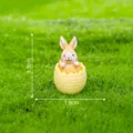 Cute Easter bunny resin figurine in eggshell mini desktop ornament micro landscape decor - Squatting Rabbit No. 1