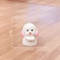 Simpatica mini statuetta di cagnolino bianco con orecchie rosa per decorazione casa bambole. - Stile 6 Cucciolo che Allunga la Zampa / Bianco