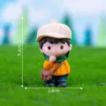 Cute miniature resin figurine cartoon boy girl doll car desktop micro landscape decoration ornament - No. 1 Orange Satchel Boy