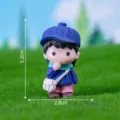 Cute resin girl figurine micro landscape ornament desktop accessory size 5.2x2.8cm - No. 4 Dark Blue Satchel Boy