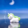 Cute resin unicorn figurine with green mane for miniature landscape and cake decoration. - Style 4 Green