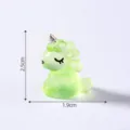 Green translucent unicorn miniature figurine, cute luminous resin toy for micro landscape decor. - Green
