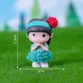 Cute miniature girl figurine with flowers, resin couple micro landscape garden ornament. - No. 7 Girl in Blue Dress