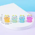 Cute resin ox miniature figurine variant, zodiac animal desktop ornament in four vibrant colors. - No. 2 Ox