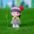 Cute miniature resin girl figurine with flower decoration for desktop and car decoration. - No. 8 Girl in Grey Dress