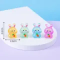 Cute resin rabbit figurine desktop ornament with carrot, mini landscape craft accessory. - No. 4 Rabbit