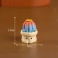 Cute succulent cactus potted plant micro landscape desktop ornament miniature decor 3.5cm - No. 3 Expression Red Blue