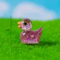 Miniatuur roze glans hars eend figuur schattig micro landschap ornament 1.6cm hoog. - Nr. 6 Rozerood