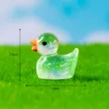 Mini figura de pato con purpurina de resina adorno de paisaje bonito pequeño juguete decoración - N.º 8 Verde Claro